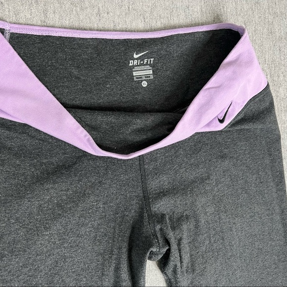 Nike Dri-Fit Grey & Purple Women’s Leggings Size XL - Picture 2 of 10